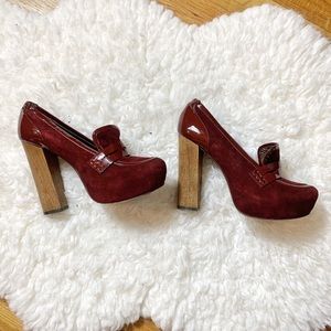 Report Burgundy Suede Heel Loafers 8.5